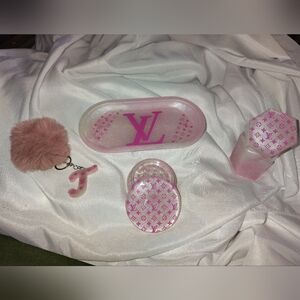 Pink LV Trinket Tray Set